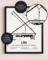 Framed Las Cruces International Airport layout wall art poster