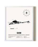 Princess Juliana International Airport airport map poster in oak frame