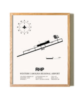 Western Carolina Regional Airport framed print in natural wood frame