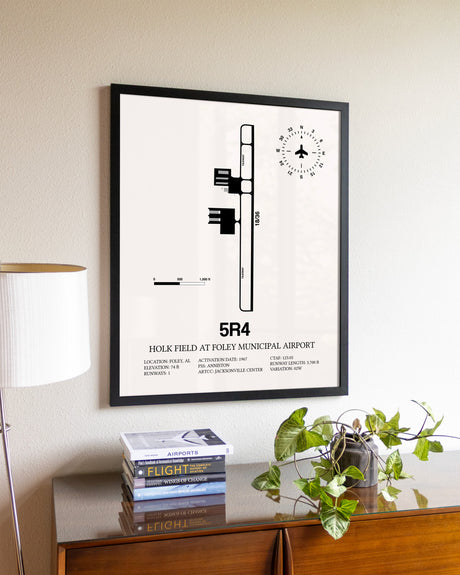 Holk Field at Foley Municipal Airport aviation wall décor in black wood frame