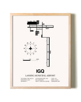 Lansing Municipal Airport framed wall art in white frame