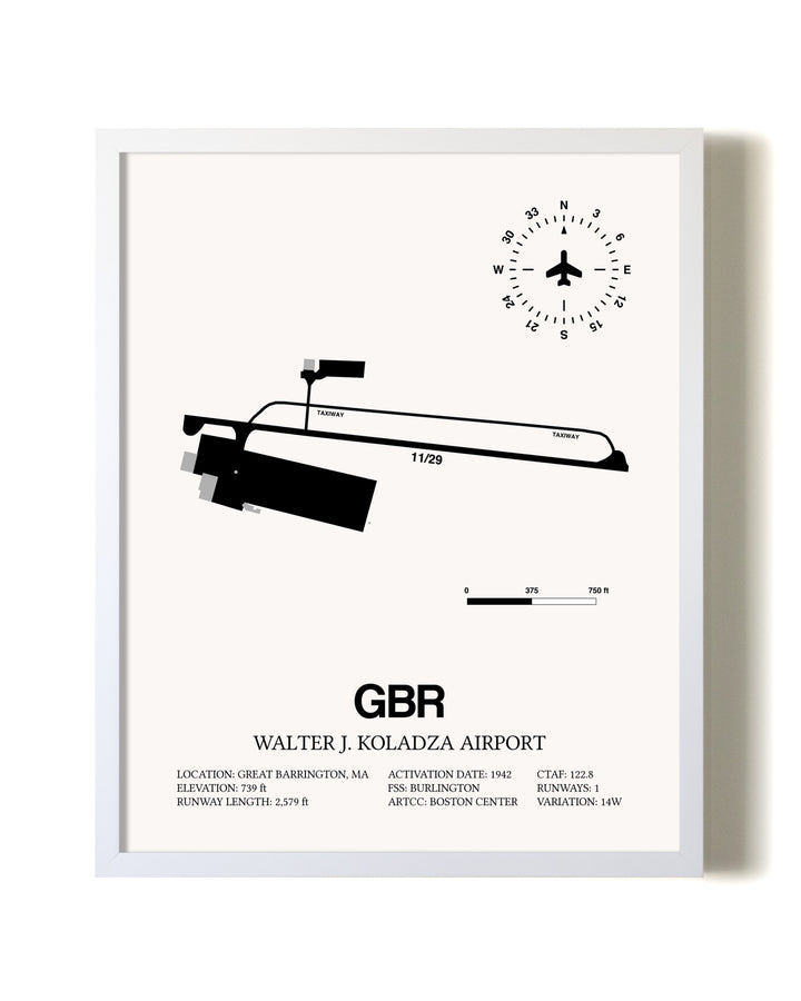 Walter J. Koladza Airport airport map poster in oak frame