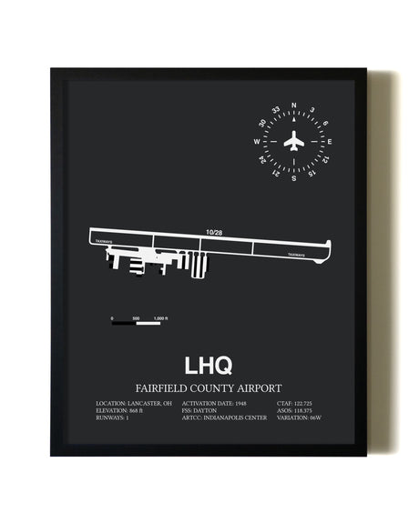 Unframed Fairfield County Airport map print poster