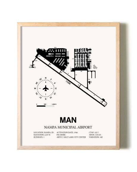 Nampa Municipal Airport framed wall art in white frame