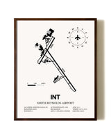 Smith Reynolds Airport aviation print in walnut frame