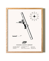 Pickens County Airport framed print in natural wood frame