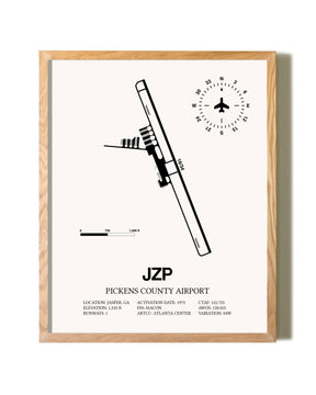 Pickens County Airport framed print in natural wood frame