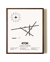Harman Airport aviation print in walnut frame