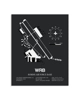 Gray Framed Robins Air Force Base layout wall art poster
