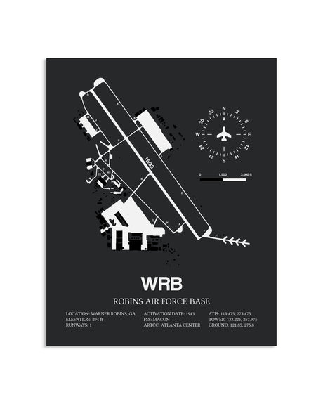 Gray Framed Robins Air Force Base layout wall art poster