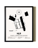 Framed Yoakum-Defrenn Army Heliport wall art poster in black frame