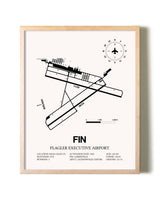 Flagler Executive Airport framed wall art in white frame