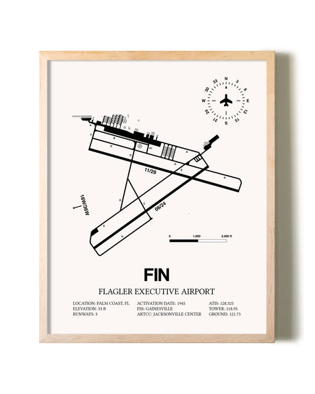Flagler Executive Airport framed wall art in white frame