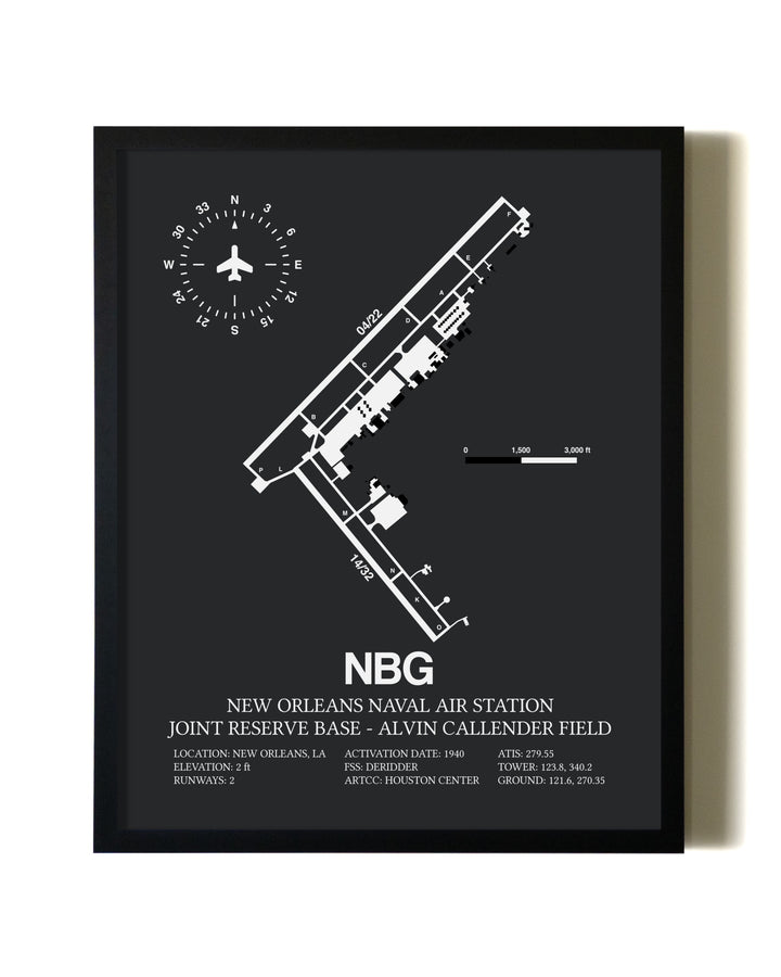 Unframed New Orleans Naval Air Station Joint Reserve Base-Alvin Callender Field map print poster