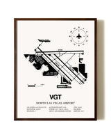 North Las Vegas Airport aviation print in walnut frame