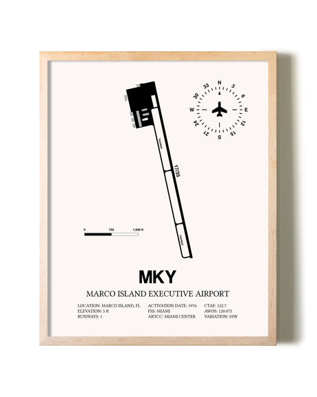 Marco Island Executive Airport framed wall art in white frame
