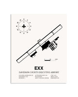 Gray Davidson County Executive Airport framed poster displayed in an airplane hangar