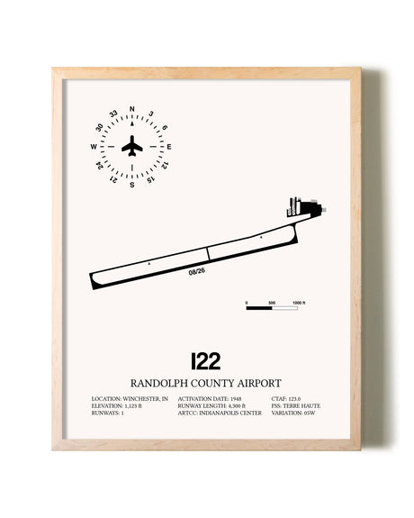 Randolph County Airport framed wall art in white frame