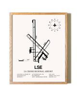 La Crosse Regional Airport framed print in natural wood frame