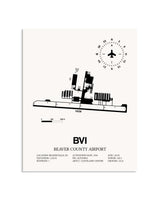 Gray Beaver County Airport framed poster displayed in an airplane hangar