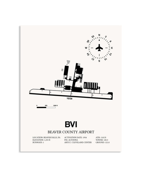 Gray Beaver County Airport framed poster displayed in an airplane hangar