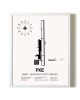 Perry-Houston County Airport airport map poster in oak frame