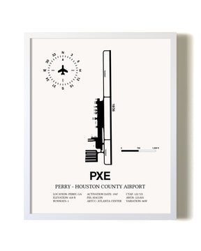 Perry-Houston County Airport airport map poster in oak frame