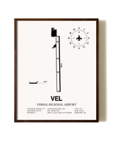 Vernal Regional Airport aviation print in walnut frame