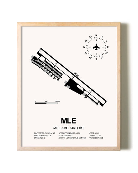 Millard Airport framed wall art in white frame