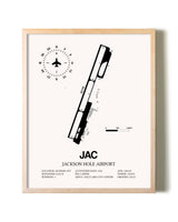 Jackson Hole Airport framed wall art in white frame