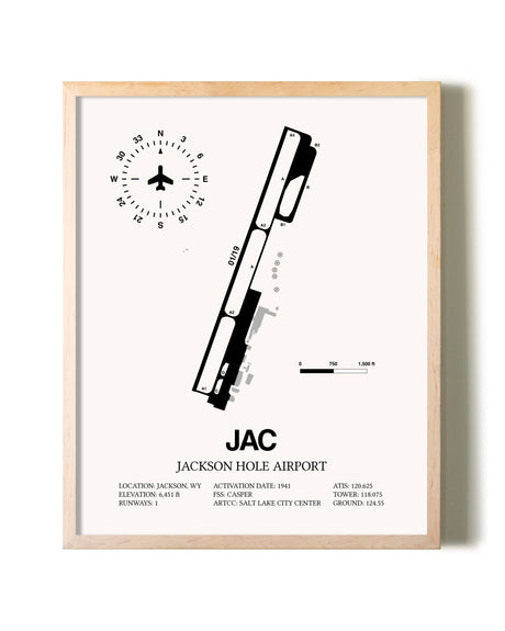 Jackson Hole Airport framed wall art in white frame