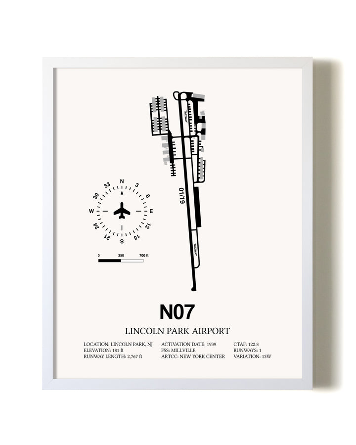 Lincoln Park Airport airport map poster in oak frame