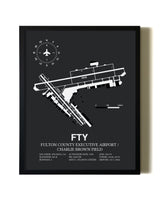 Unframed Fulton County Executive Airport / Charlie Brown Field map print poster