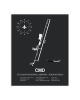 Gray Framed Cullman Regional Airport / Folsom Field layout wall art poster