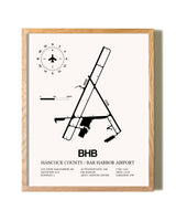 Hancock County / Bar Harbor Airport framed print in natural wood frame