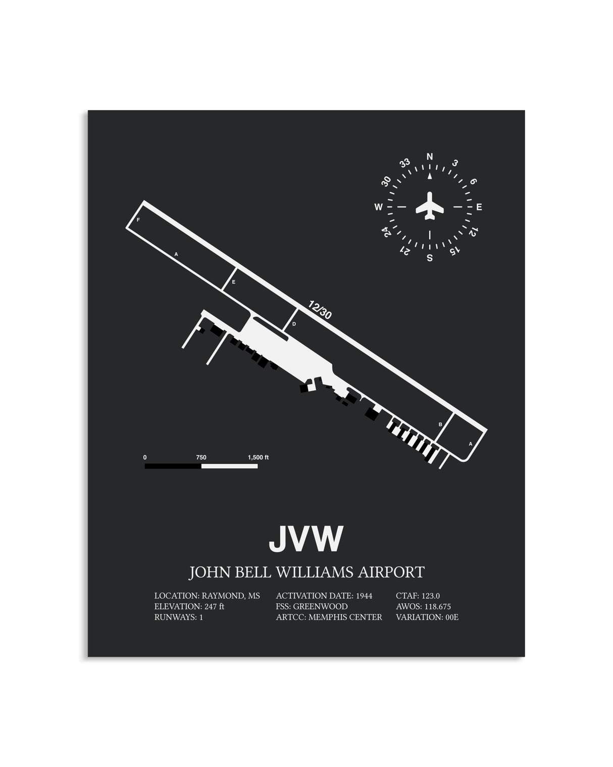 Gray Framed John Bell Williams Airport layout wall art poster