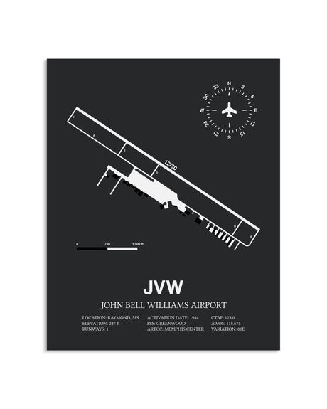 Gray Framed John Bell Williams Airport layout wall art poster