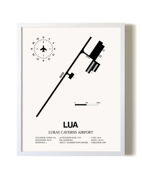 Luray Caverns Airport airport map poster in oak frame