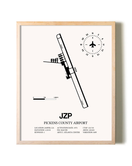 Pickens County Airport framed wall art in white frame