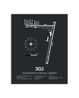 Gray Framed Wadsworth Municipal Airport layout wall art poster