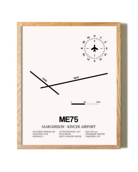 Margerison-Kincer Airport framed print in natural wood frame