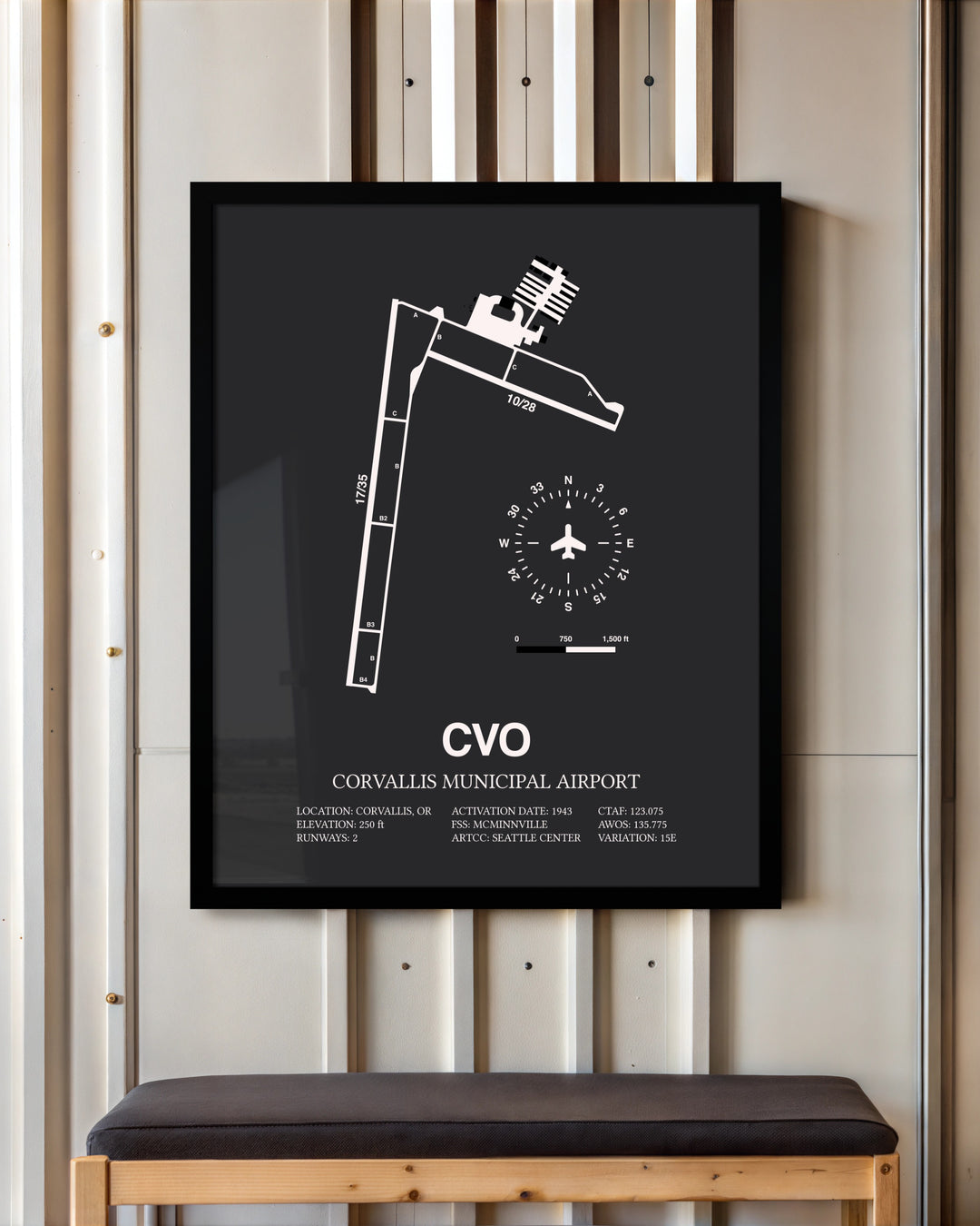Frame color options for Corvallis Municipal Airport Wall Art