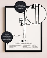Framed Wilkes County Airport layout wall art poster