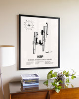Boryspil International Airport aviation wall décor in black wood frame