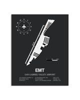 Gray Framed San Gabriel Valley Airport layout wall art poster