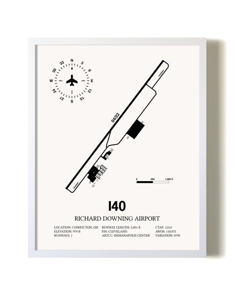 Richard Downing Airport airport map poster in oak frame