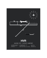 Gray Framed Havre City-County Airport layout wall art poster