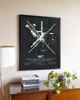 Gray Framed Cherry Point Marine Corps Air Station (Cunningham Field) Airport wall art poster in black frame