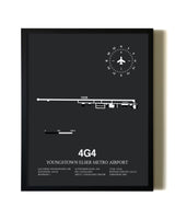 Unframed Youngstown Elser Metro Airport map print poster