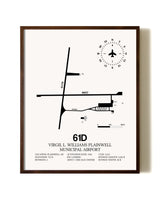 Virgil L. Williams Plainwell Municipal Airport aviation print in walnut frame